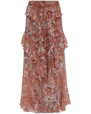 Zimmermann Skirt With Slits And Ruffles - Pink