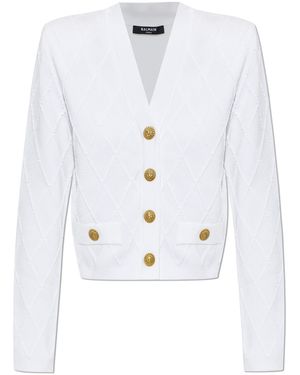 Balmain Cardigan With Decorative Pockets - White