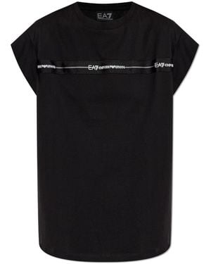 EA7 Top With Printed Logo - Black