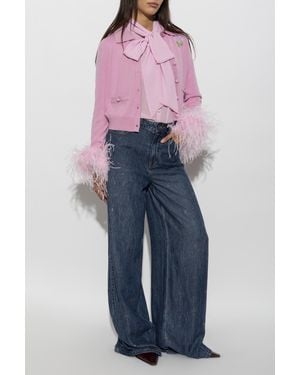 Self-Portrait Jeans With Shimmering Sequins - Blue