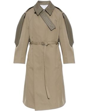 Bottega Veneta Trench Coat With Leather Inserts - Natural