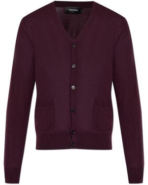 DSquared² Wool Cardigan With Pockets - Purple