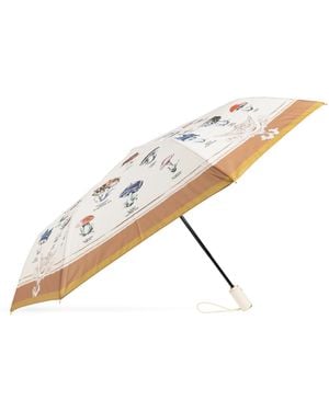Moschino Folding Umbrella With Colourful Print - Natural