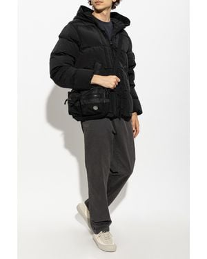 Stone Island Down Jacket With Hood - Black