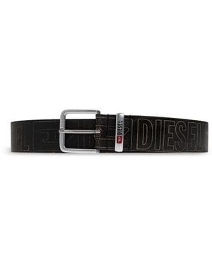 DIESEL Leather Belt 'B-Biscotto Outline' - Black