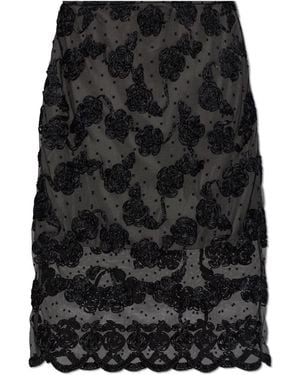 ROTATE BIRGER CHRISTENSEN Floral Print Skirt - Black