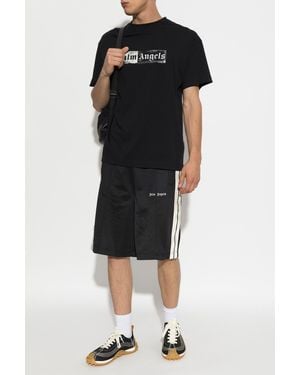 Palm Angels Cotton T-Shirt With Printed Logo - Black