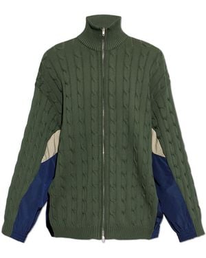 Balenciaga Cardigan Made From Combined Fabrics - Green
