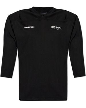 DSquared² T-Shirt With Shoulder Pads - Black