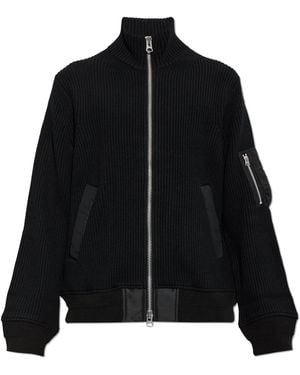 Sacai Wool Cardigan With Pockets - Black