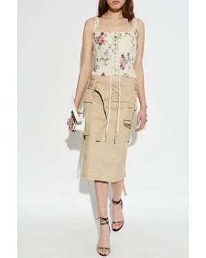 McQueen Top With A Floral Motif - Natural