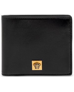 Versace Leather Wallet With Appliqué - Black
