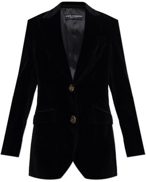 Dolce & Gabbana Velvet Blazer With A Single Vent - Black
