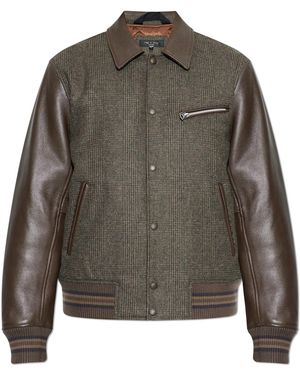 Rag & Bone Wool Jacket With Leather Sleeves - Grey