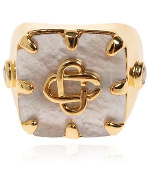 CASABLANCA Signet Ring With Logo - Metallic