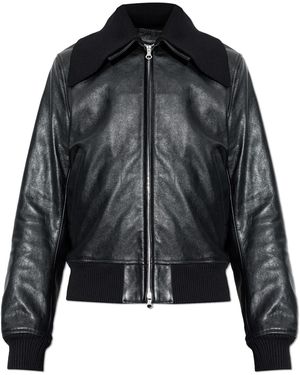 Our Legacy Leather Jacket With Detachable Collar - Black