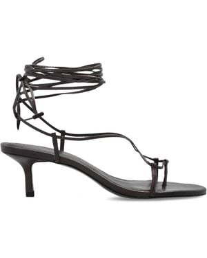Black Suede Studio Leather Heeled Sandals 'Alix' - White