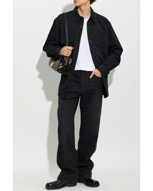 Balmain Denim Shirt With Monogram - Black
