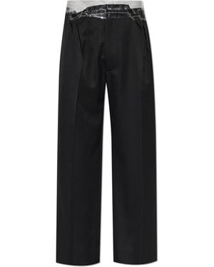 Maison Margiela Wool Trousers With Pleats - Black