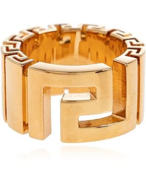 Versace Ring With Greek Pattern - Metallic