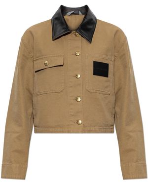 Balenciaga Denim Jacket With Logo - Natural