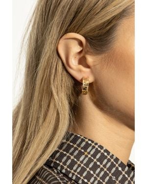 Fendi Earrings With Shimmering Crystals - Brown