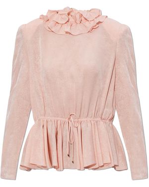 Chloé Silk Top With Floral Motif - Pink
