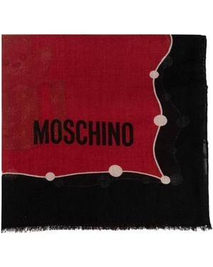 Moschino Wool Scarf With Logo - Red