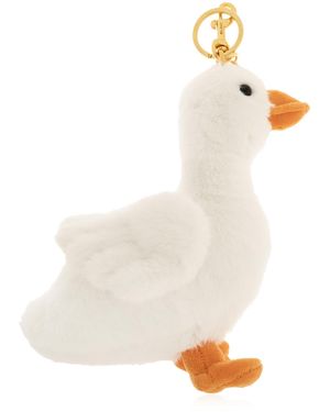 Moschino Keychain With A Goose Motif Pendant - White