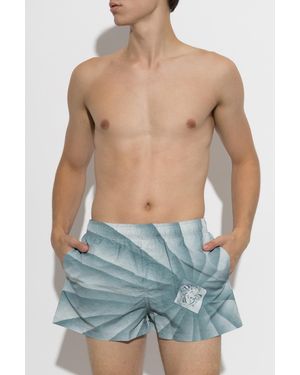 Versace Swim Shorts With "The Vortex" Print - Blue