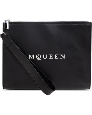 McQueen Leather Handbag, - Black