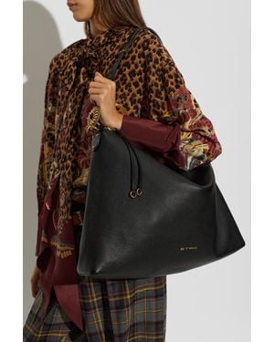 Etro Leather 'Hobo Large' Bag With Fringes - Brown