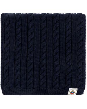Bally Wool Scarf With Logo Patch - Blue