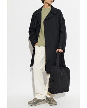 Stone Island Coat With Logo Patch - Black