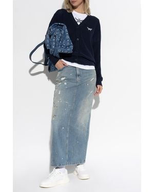 MCM Cardigan With Embroidered Logo - Blue