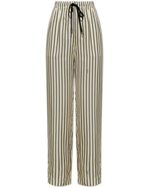 Versace Silk Trousers With "The Meandros" Print - White