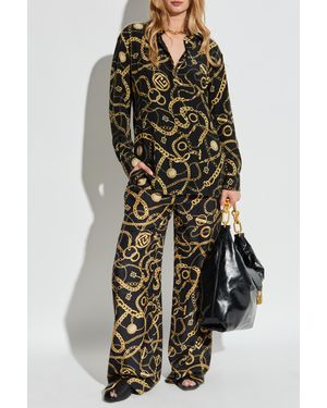 Balmain Silk Shirt With Print - Black