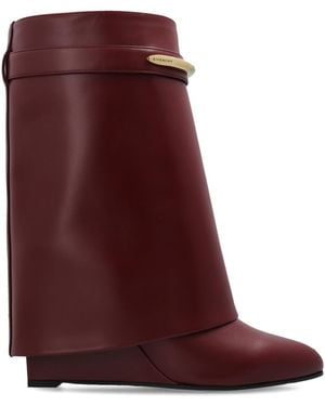 Givenchy Leather Wedge Ankle Boots - Red