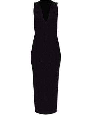 Balmain Dress With A Deep V-Neckline - Black