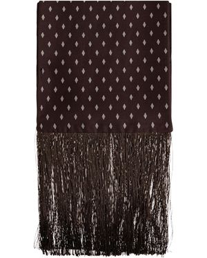Ferragamo Silk Scarf With Fringes - Brown