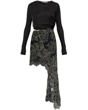 Christopher Esber Asymmetrical Dress With A Lace Hem - Black
