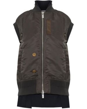 Sacai Vest Made From Combined Materials - Green
