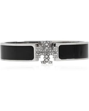 Tory Burch Brass Bracelet With Logo - Black