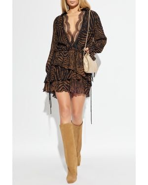 Blumarine Dress With Animal Print - Brown