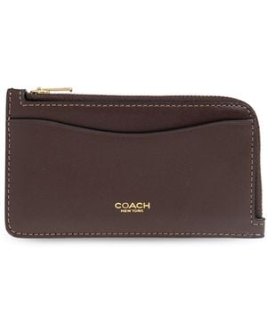 COACH Leather Card Holder - Brown