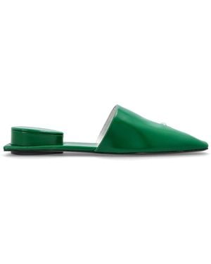 Tory Burch Leather Heeled Mules "Pierced" - Green
