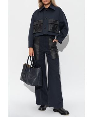 Bottega Veneta Jacket With Leather Pockets - Blue