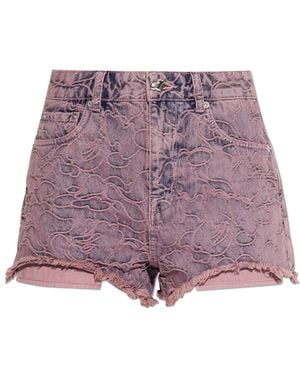 A Bathing Ape Denim Shorts With Raw Hem - Purple