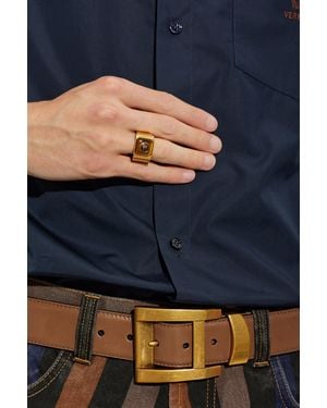 Versace Signet Ring With Medusa Head - Blue
