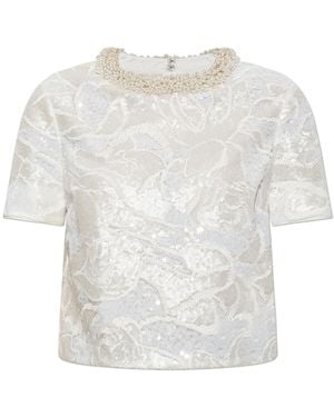 Self-Portrait Top With Sequins - White